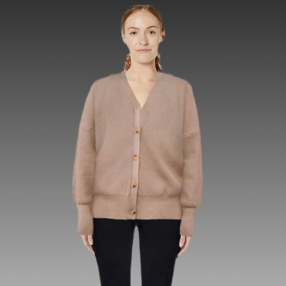 NWT ANRABESS Pink Khaki Oversized Button Up Cardigan Sweater Size Small - Picture 4 of 7